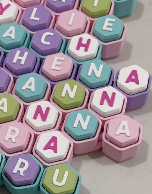 3D Printed Articulated Name Clicker Keychain